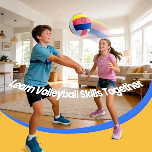 UBeesize Soft Indoor Volleyball with Pump, Silent Volleyball for Indoor Practice & Training, Lightweight Softy Volleyball for Home Use (Deflated)