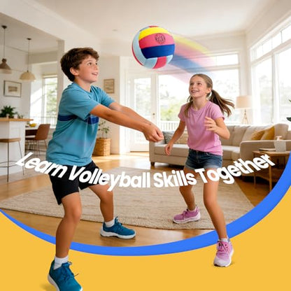 UBeesize Soft Indoor Volleyball with Pump, Silent Volleyball for Indoor Practice & Training, Lightweight Softy Volleyball for Home Use (Deflated)