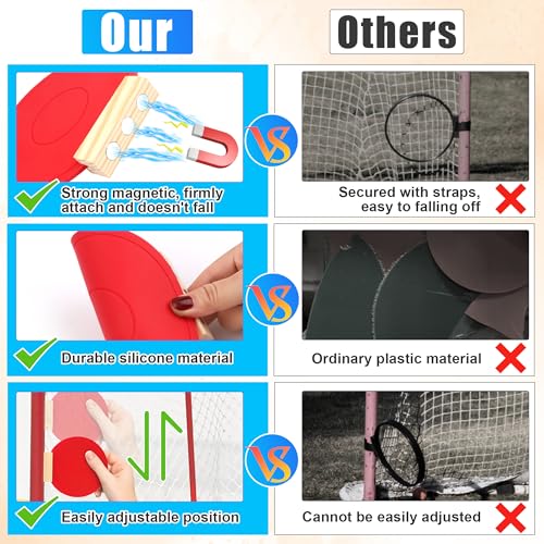 4 Pcs Silicone Hockey Shooting Targets with Durable Magnetic, Lacrosse Goal Targets Discs Ideal Training Equipment for Hockey, Lacrosse, Soccer Accuracy Practice, Red&Blue