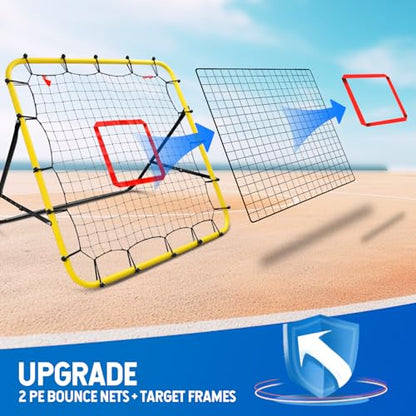 Soccer Rebounder Bounce Back Net,Baseball Rebounder Net, Adjustable Angle All Ages Volleyball Rebounder Training Equipment, Soccer Themed Gifts for Backyard Soccer Practice - size: 3.3FT