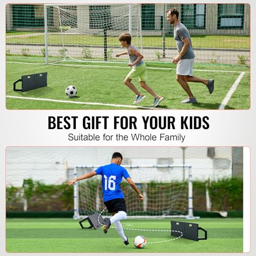 VEVOR Soccer Rebounder Board, Portable Soccer Wall with 2 Angles Rebound, Foldable HDPE Kickback Rebound Board, Soccer Training Equipment for Kids and Adults, Passing & Shooting Practice - size: 45"X13"