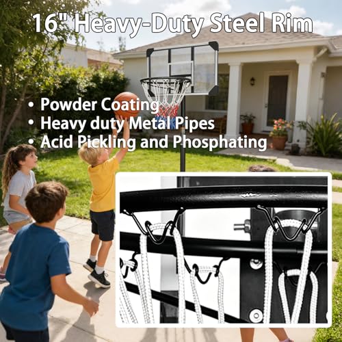 Portable Basketball Hoops Outdoor Adjustable Height Basketball Goal for Kids Youth Adults in Backyard/Basketball Court/Garage/Indoor Shatterproof Backboard Canasta De Basketball