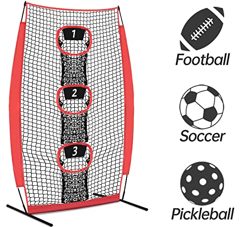 Gagalileo Football Throwing Net: Practice Accuracy Youth Trainer Quarterback Outdoor Backyard Players with Durable Fiberglass Poles Polyester Mesh
