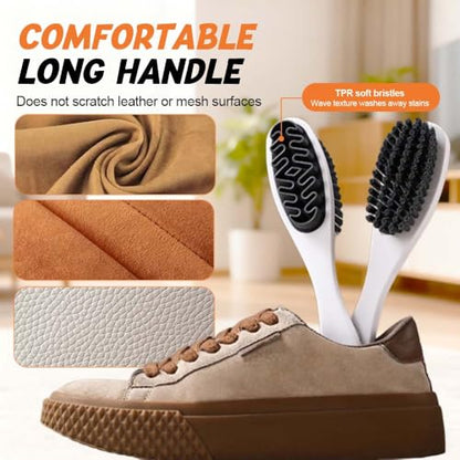 Suede Shoe Brush and Eraser,2 in 1 Scrub Suede Shoe Brush, Rubber Polish Eraser with Soft Plastic Bristles for Nubuck Cleaning (White Handle/2pcs) - color: White Handle/2pcs