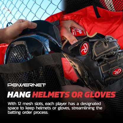 PowerNet Softball & Baseball Helmet Hanging Bag, 12 Pocket Baseball Glove & Helmet Storage Holder & Dugout Organizer, Portable Baseball Gear Training Equipment Holder, Team Colors