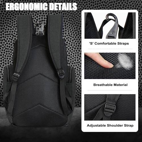 LARIPOP Basketball Backpack with Ball & Ventilated Shoe Compartment Insulated Pockets for Men Youth Training - color: Dark grey
