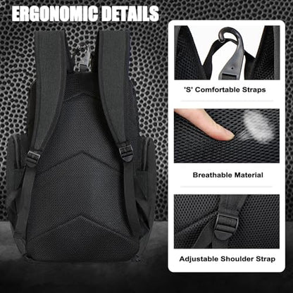 LARIPOP Basketball Backpack with Ball & Ventilated Shoe Compartment Insulated Pockets for Men Youth Training - color: Dark grey