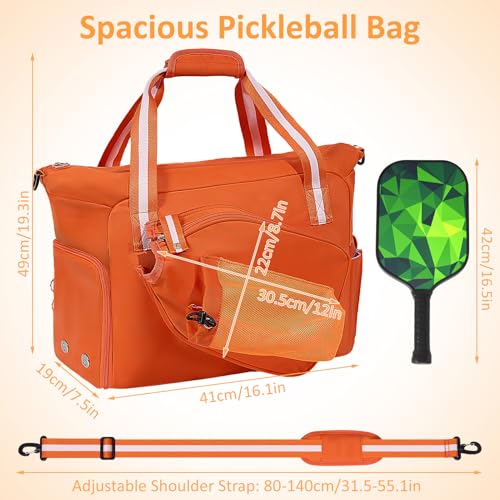 Pickleball Bag for Women Men,Pickleball Tote Bag with Shoe Compartment - color: Orange
