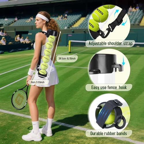 Hikeen Durable Tennis Ball Pick up Tube with 6/12 Tennis Balls,Quick Pickup & Storage Tennis Ball Tube with Shoulder Strap for Tennis Accessories - Includes 6/12 Balls - style: with 6 Tennis Balls