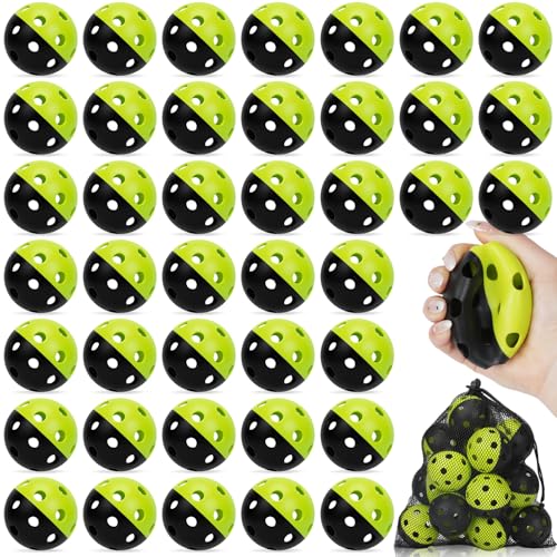Coopay 20/40 Pack Practice Baseball Softball Plastic Training Balls Lightweight Hollow Limited Flight Softballs for Hitting, Pitching,Batting Training Indoor Outdoor Use - color: Half Color Green/Black, style: 40 Pack