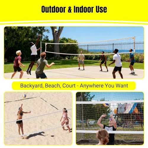 Professional Outdoor Volleyball Replacement Net, Heavy-Duty 32x3FT Portable Net for Backyard, Pool, Schoolyard & Beach, Multi-Use for Badminton/Pro Volleyball