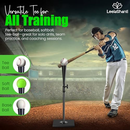 Baseball Batting Tee-(24" – 37") Premium Portable Batting Tee with Removable Rubber Top, Heavy-Duty Base & Height Adjustable for Baseball, Softball & T-Ball, Suitable for All Ages