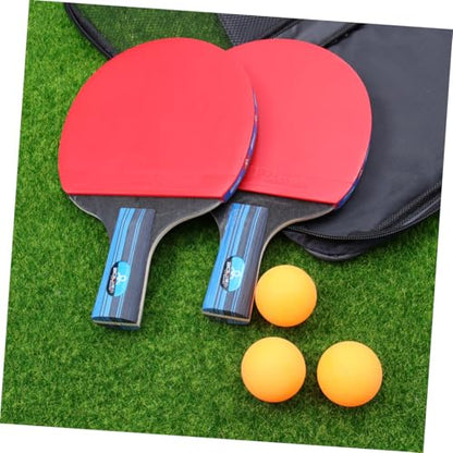 2 Pcs Table Tennis Racket Set Short Handle Pong Paddle Kit with Balls Poplar Rubber for Training Beginners and All Skill Levels
