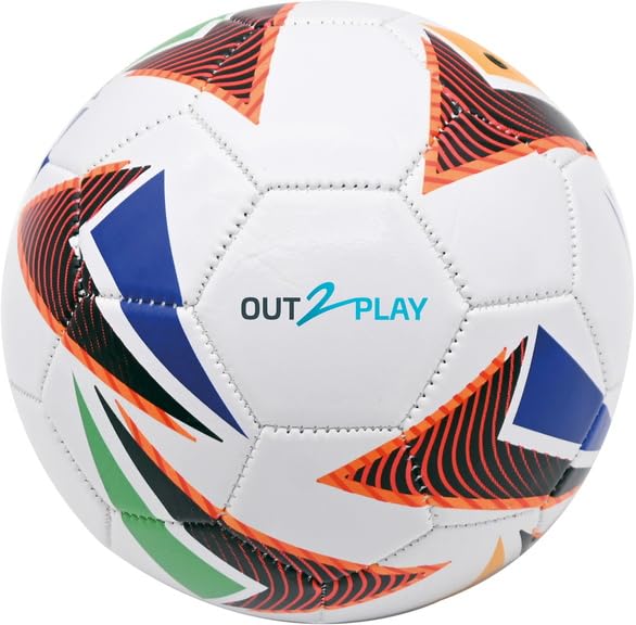Multi Coloured Geometric Football, White with Purple and Orange Accents