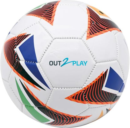 Multi Coloured Geometric Football, White with Purple and Orange Accents