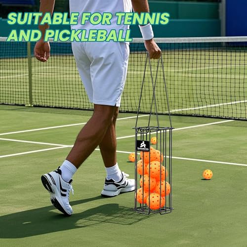 Tennis Ball Hopper, Portable Pickleball Ball Basket for Pickup, Storage & Training (Small)