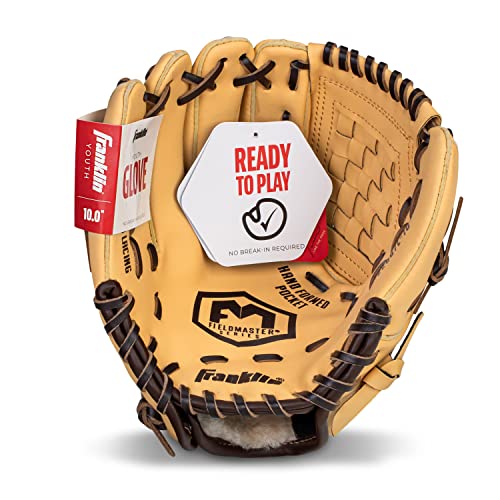 Franklin Sports Field Master Baseball + Softball Glove - Field Master Adult + Youth Baseball + Softball Mitt - Men's + Women's Gloves - Right Hand Throw - color: Camel, style: 10" - Basket Web
