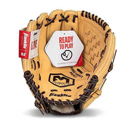 Franklin Sports Field Master Baseball + Softball Glove - Field Master Adult + Youth Baseball + Softball Mitt - Men's + Women's Gloves - Right Hand Throw - color: Camel, style: 10" - Basket Web