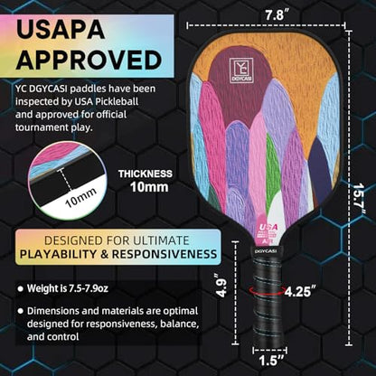 YC DGYCASI Pickleball Paddles Set of 2, 2026 USAPA Approved Pickleball Set, Fiberglass Lightweight Pickle Ball Rackets 2 Pack, 2 Outdoor Pickleball, 2 Indoor Pickleball Balls, 1 Pickleball Bag - color: Orange
