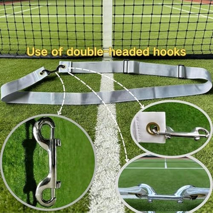 Professional Tennis Net Center Strap with Adjustable Buckle & Rust-Proof Hook Heavy-Duty Center Strap for Secure Net Tension and Height Stability on Tennis Courts