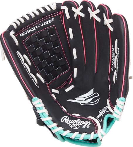 Rawlings | Sure Catch Series Youth Softball Glove - color: Black / Mint / Pink, size: 12.5"