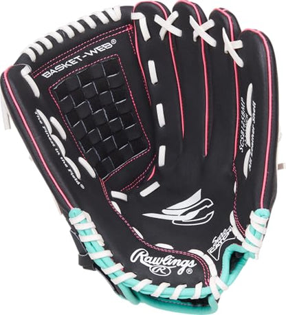 Rawlings | Sure Catch Series Youth Softball Glove - color: Black / Mint / Pink, size: 12.5"