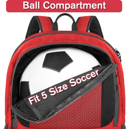 YOREPEK Soccer Backpack,Soccer Bag with Ball Holder, Water resistant Sport Equipment Bags Fit Basketball Volleyball Football - color: Red
