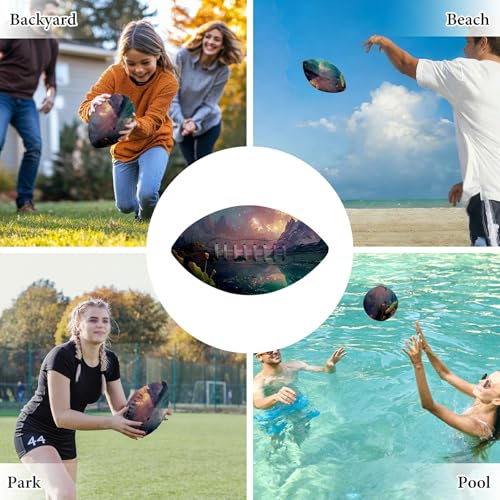 American Football, Official Size 11.9 x 7.3 Inch, Premium Composite Leather High-Grip Ball with Pro-Style Lacing, Unique Prints for Training, Games & Gifts - color: Sunset Lotus