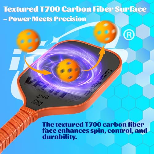 Pickleball Paddles,Pickleball Paddle,Carbon Fiber Pickle Ball Paddle-16MM,Hot Pressing Process Racket for Lightweight,Superior Control,Spin,Power and Consistency,USAPA Approved
