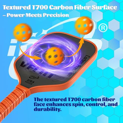 Pickleball Paddles,Pickleball Paddle,Carbon Fiber Pickle Ball Paddle-16MM,Hot Pressing Process Racket for Lightweight,Superior Control,Spin,Power and Consistency,USAPA Approved