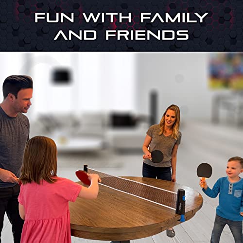 Premium Retractable Ping Pong Net for Any Table - Portable Table Tennis Net -Ping Pong Net with Clamps -Table Tennis Accessories - Comes with Large Storage Bag