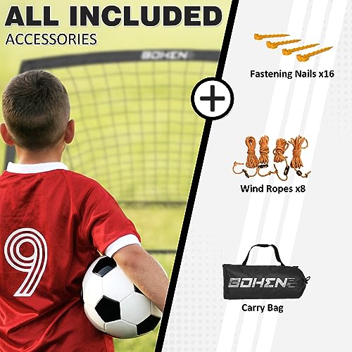 BOHEN 9x5 FT Kids Soccer Goals with Carry Bag, Portable Folding Soccer Net for Backyard Training, Indoor/Outdoor Use for Youth and Adult