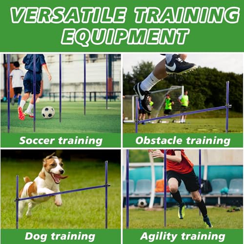 Agility Poles, 6 Pack 4.9FT Metal Soccer Training Poles Adjustable Agility Hurdles Training Equipment
