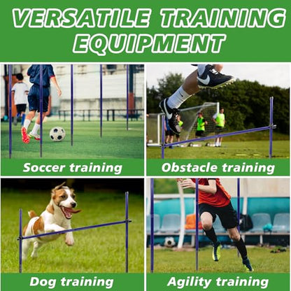 Agility Poles, 6 Pack 4.9FT Metal Soccer Training Poles Adjustable Agility Hurdles Training Equipment