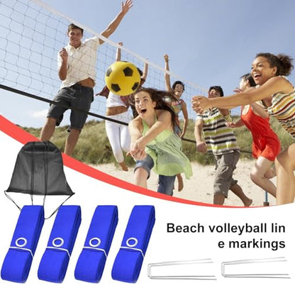 Coastal Game Lines – Portable Volleyball Marking, Outdoor Sports Kit | Easy Setup Net Boundaries, Beach Court Accessories for Lawn Backyard Activities During Summer Family Gatherings