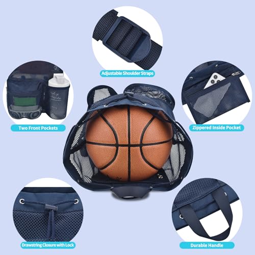 Large Drawstring Backpack for Men Women Athletic Gym Sports Workout Beach Swimming Commuting Travel - color: Navy, style: L: 21"x12.5"x5.5"