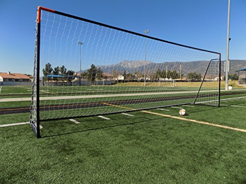 24 x 8 Ft.Regulation Size Soccer Goal w/Weatherproof HDPE Net. 50MM Diameter Industrial Grade Black Powder Coated Galvanized Steel. Portable 8x24 Foot Training Aid. ONE Year Warranty! - color: Black/Orange, size: 24x8