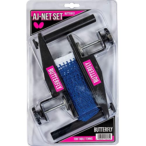 Butterfly AJ Table Tennis Net Set – The AJ Net Set Fits Table Tennis Tables up to 1.75 inches Thick – Length of the Net Set is 72 inches – Adjustable Height and Tension