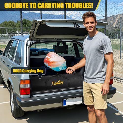 Fostoy Pickleball Set Net with Wheels, Portable 3in1 Pickle Ball Net with Carry Bag- 3 Size Options, Designed for All Weather Conditions, Steady Metal Frame & Take Down for Practice & Games