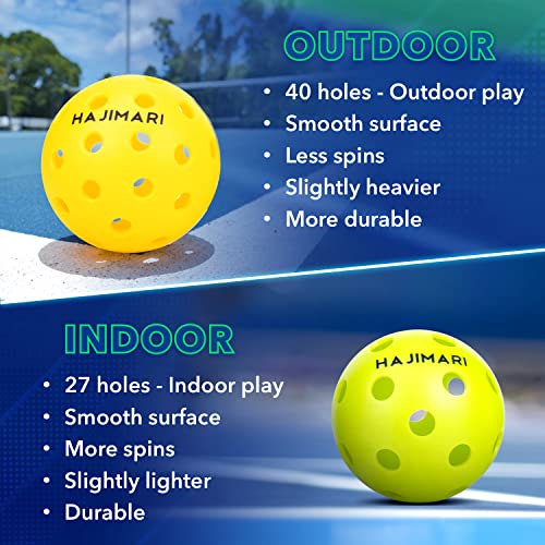 HAJIMARI Outdoor & Indoor Pickleball Balls - 3 Pack of 40-Hole Outdoor Pickleball Balls with Tube | USAPA Approved Pickleball Balls for Competitive Play | Official Pickleball Balls Size 74mm / 26g (Yellow)