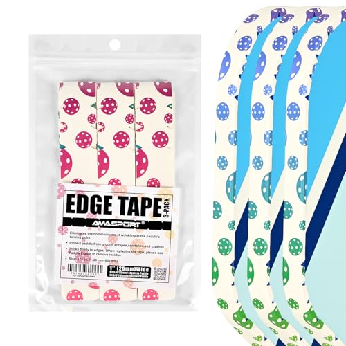 PICKLETECH Pickleball Edge Guard Tape – Pink Unicorn Pattern Edge Tape for Pickleball Paddle - Fit Perfectly Curved Edge - No Wrinkling - color: White Base with Multi-Color Pickleball, size: Width 26mm