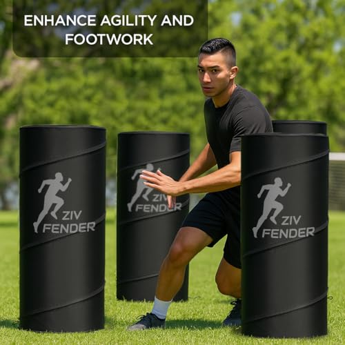 ZivPlay Pop Up Defender Soccer and Basketball Defender Dummy Practice Equipment for Defence Training Drills with Pop Up Barrels Sand Bags and Carry Bag Color Black