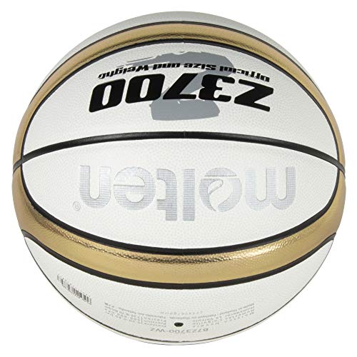 Molten Z3700 B7Z3700-WZ Basketball, No. 7, for Boys Over Junior High School Students, Synthetic Leather, White x Gold