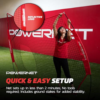 PowerNet 7x7 FT Pitch-Thru Protection Pitching Screen for Softball, 49 Sq Ft Barrier Net Only or Net + Frame, Portable Pitching & Batting Practice Net, Open Area in Net for Ball to Pass Through - style: Net + Frame Bundle