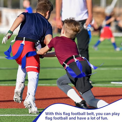 Junkin 6/8/10 Players Flag Football Sets Adjustable Football Belts and Flags for Youths Teens Kids Adults Players Sports Team - color: Dark Blue
