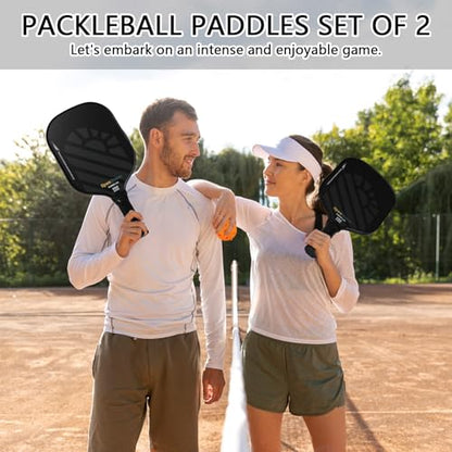 Pickleball Paddles Set of 2, USAPA Approved Lightweight Fiberglass Pickleball Paddles,Pickleball Indoor Outdoor Game for Adults Family Friends, Pickleball Gift for Men Women