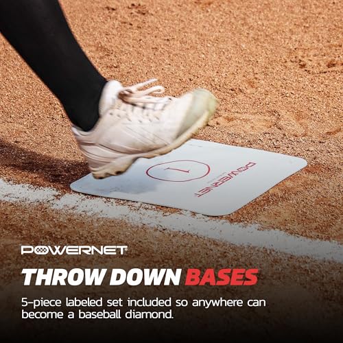 PowerNet T Ball Baseball Accessories for Coach, TBall Coaching Bundle, Tee Ball Set Includes 6 Soft Core Baseballs + Adjustable Batting Tee + 5 Throw Down Bases