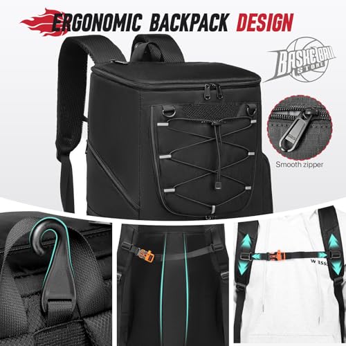 Basketball Backpack, Basketball Bag with Separate Ball Holder & Shoes Compartment Water Resistant Sports Bag Basketball Equipment Bags Fit Volleyball, Soccer, Swim, Gym, Travel, Black