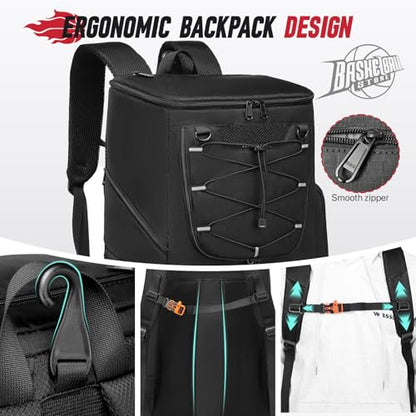 Basketball Backpack, Basketball Bag with Separate Ball Holder & Shoes Compartment Water Resistant Sports Bag Basketball Equipment Bags Fit Volleyball, Soccer, Swim, Gym, Travel, Black