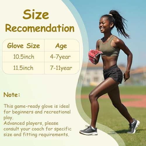 Urby Left Handed Baseball Glove, Left Handed T Ball Glove for Lefty, Left Hand Throw Only. T-Ball & Youth Baseball Gloves. - color: Black & Red, size: 10.5in Age 4-7